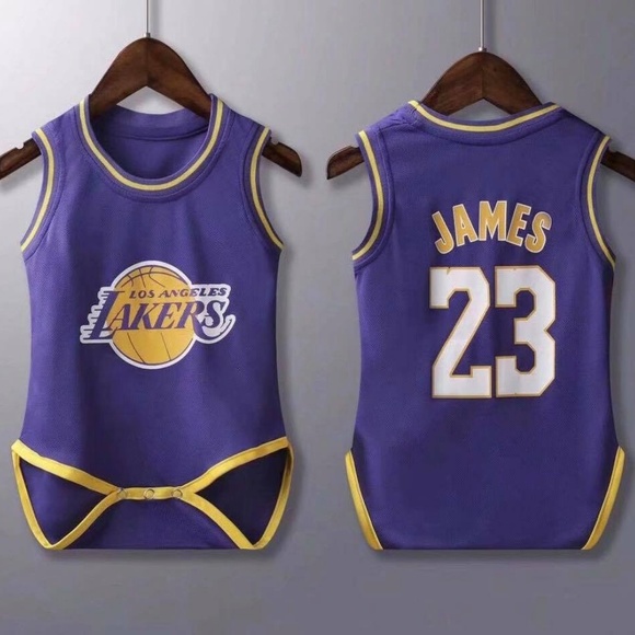 Black Friday sales!!!Baby Lakers Jersey Rompers 2 sizes purple yellow - Picture 2 of 2